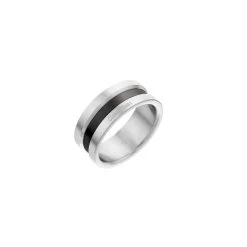 Calvin Klein Black And Silver Coloured Ring CJ35000061
