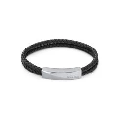 Calvin Klein Black Leather Bracelet CJ35000097 (Length: 21.00 Cm)