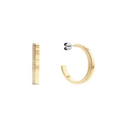 Calvin Klein Gold Coloured Hoop Earrings With Crystals CJ35000164
